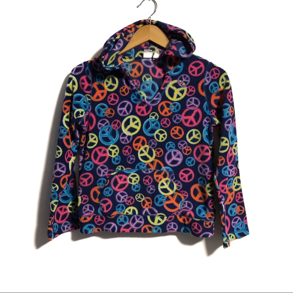 🌸 Peace Symbol Hoodie, Girls Size 14 💕